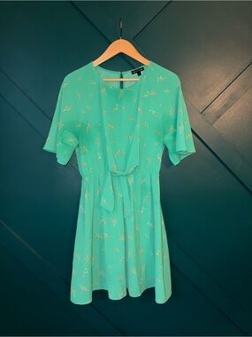 As U Wish Mint Green Floral Tie-Waist Mini Dress